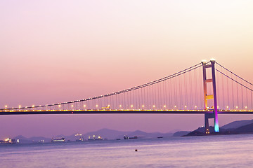 Image showing Bridge in Hong Kong at sunset