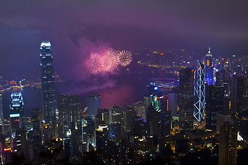 Image showing Fireworks in Hong Kong, China