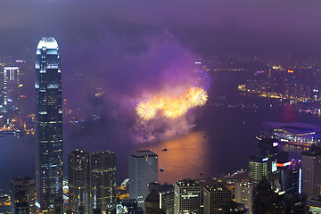 Image showing Fireworks in Hong Kong, China