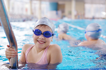 Image showing happy children group  at swimming pool