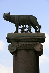 Image showing Romulus and Remus fed by she-wolf