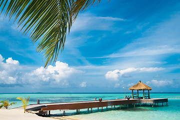 Image showing Maldivian house on a tropical island, travel background