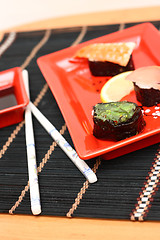 Image showing red plate of sushi