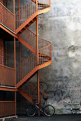 Image showing Bike and a stairway in Montreal