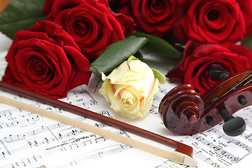 Image showing red and white roses