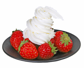 Image showing Strawberries with whipped cream