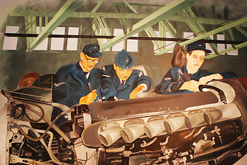 Image showing Painting of Royal Canadian Air Force officers at the Greenwood A