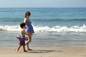 Image showing Family on the beach