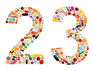 Image showing Numbers 2 and 3 made of various colorful pills