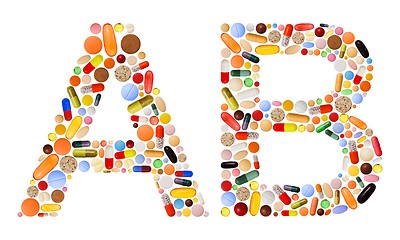 Image showing Characters A and B made of colorful pills