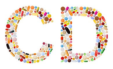Image showing Characters C and D made of colorful pills