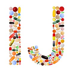 Image showing Characters I and J made of colorful pills