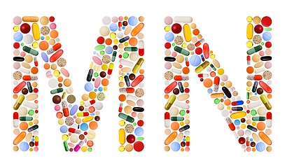 Image showing Characters M and N made of colorful pills