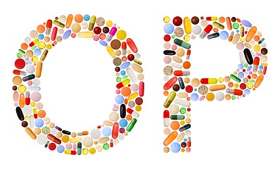Image showing Characters O and P made of colorful pills