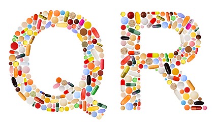 Image showing Characters Q and R made of colorful pills