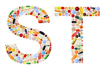 Image showing Characters S and T made of colorful pills