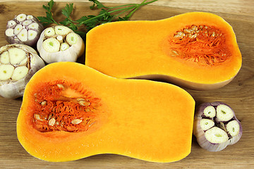 Image showing Pumpkin and garlic