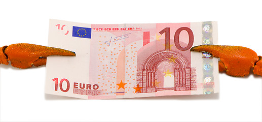 Image showing cancer claw ten euro banknote cash money isolated 