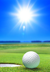 Image showing golf ball on green course