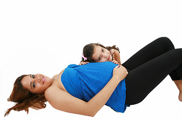 Image showing Beautiful pregnant woman and her daughter
