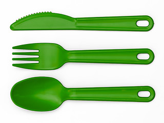 Image showing Plastic Cutlery 01 - Green