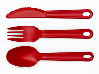 Image showing Plastic Cutlery 01 - Red