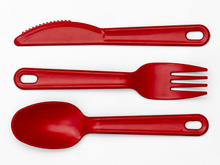 Image showing Plastic Cutlery 02 - Red