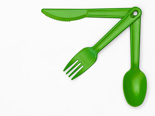 Image showing Plastic Cutlery 03 - Green