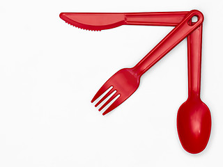 Image showing Plastic Cutlery 03 - Red