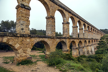 Image showing Roman Aqueduct Pont del Diable in Tarragona, Spain 