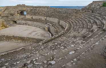 Image showing Ruins of the ancient amphitheater in Tarragona Spain