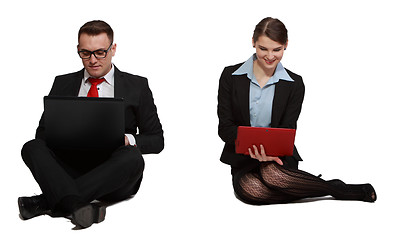 Image showing Couple on Laptops