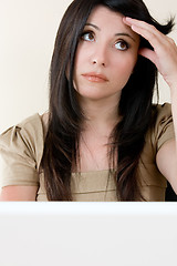 Image showing Stressed working woman