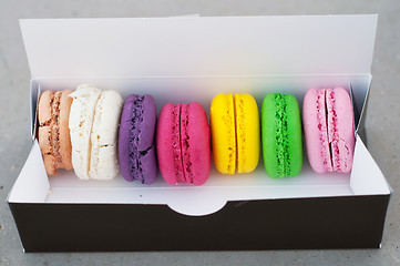 Image showing Macarons cookies in box