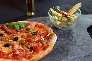 Image showing Pizza and salad
