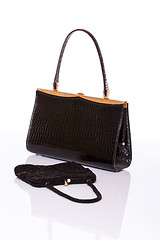 Image showing Lady black handbag and wallet