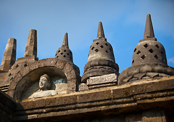 Image showing Fragment of stone Borobudur temple in Java, Indonesia.