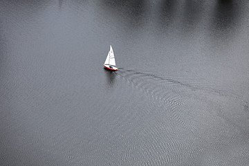 Image showing White sailboat in the sea