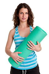 Image showing Woman Holding a Mat