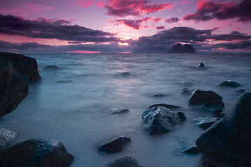 Image showing Midnight sun in Norway