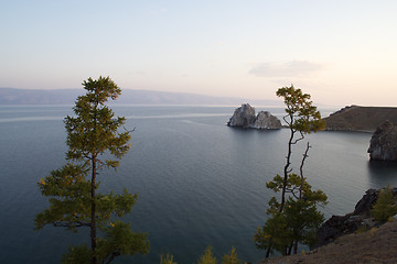 Image showing Shamanka-Rock on Olkhon island in Baikal lake, Russia