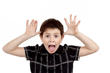 Image showing Young boy grimacing