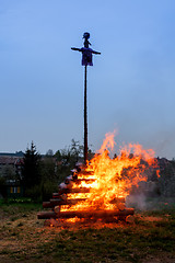 Image showing big walpurgis night fire with witch on pile