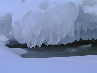 Image showing Beautiful icicles in the mountain 