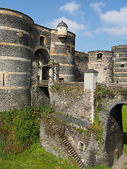 Image showing Towers and drawbridge of the Angevine castle, Angers, France