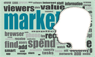 Image showing Head with the words on the topic of social networking and media