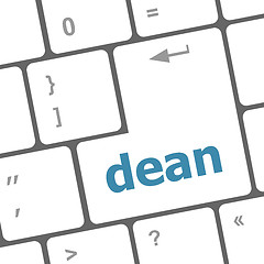 Image showing dean word on computer pc keyboard key