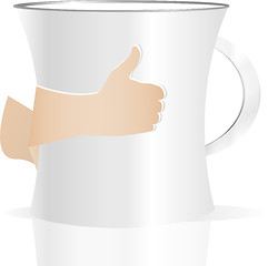 Image showing Man holding a cup of coffee, isolated on white