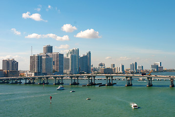 Image showing Scenic view on Miami port and bridge