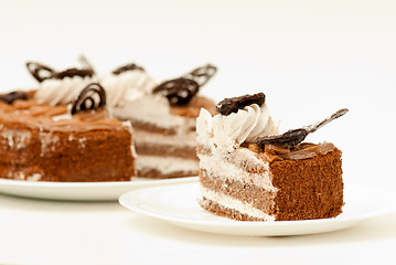 Image showing piece of fresh and sweet dessert cakes